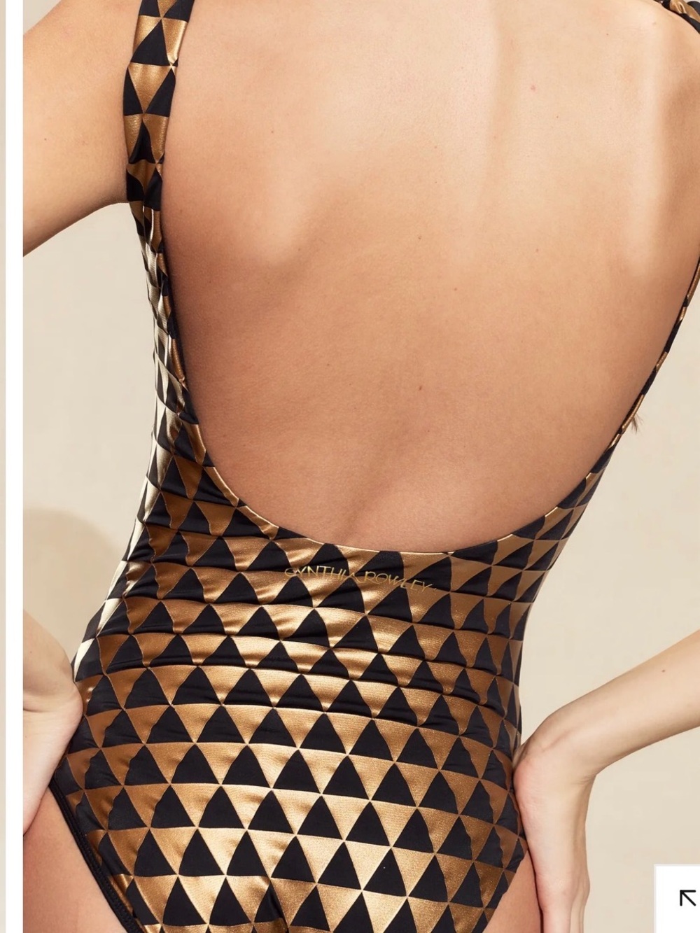 NWT Cynthia Rowley Olympia Black Gold Foil One Piece Swimsuit SIZE MEDIUM - Picture 4 of 16